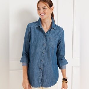 Talbots Boyfriend Denim Button Down Shirt
